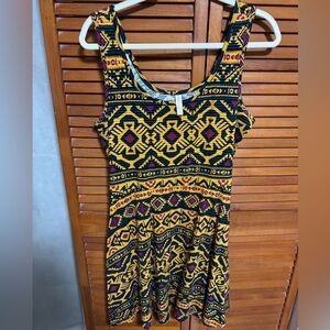 Xhilaration Black and Yellow Sleeveless Dress